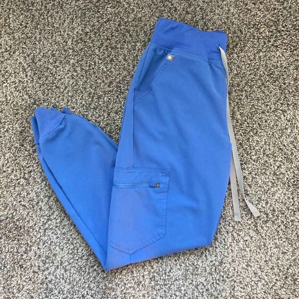 Figs High Waisted Zamora Jogger Scrub Pants Ceil Blue